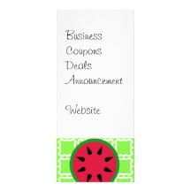 Bright Summer Picnic Watermelons on Green Squares Custom Rack Cards