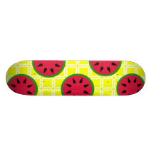Bright Summer Picnic Watermelons on Yellow Squares Skate Boards