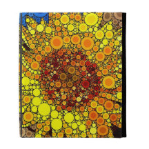 Bright Sunflower Circle Mosaic Digital Art Print iPad Folio Case