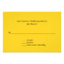 Bright Sunny Yellow Wedding RSVP Card Personalized Invite