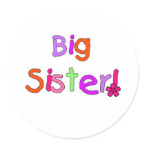 Bright Text Big Sister Stickers