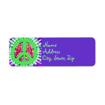 Bright Trippy Hippie Tie Dye Peace Sign Label
