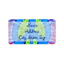 Bright Trippy Hippie Tie Dye Peace Sign Label