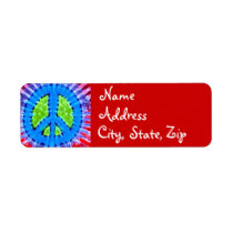 Bright Trippy Hippie Tie Dye Peace Sign Label