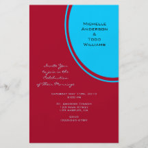 Bright Turquoise Red Modern Wedding Custom Flyer