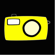Bright Yellow Camera. On Black. Acrylic Cut Out