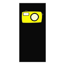 Bright Yellow Camera. On Black. Custom Rack Card