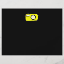 Bright Yellow Camera. On Black. Flyer