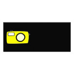 Bright Yellow Camera. On Black. Personalized Invitation