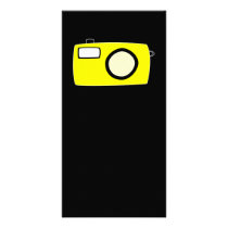 Bright Yellow Camera. On Black. Photo Card
