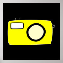 Bright Yellow Camera. On Black. Posters