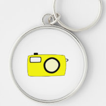 Bright Yellow Camera. On White. Key Chain
