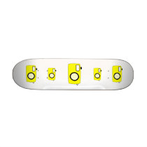 Bright Yellow Camera. On White. Skate Decks