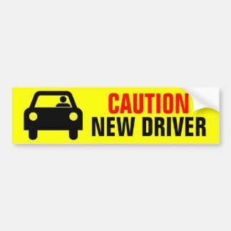 Bright Yellow Caution New Driver Bumper Sticker