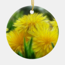 Bright Yellow Dandelions Christmas Tree Ornaments