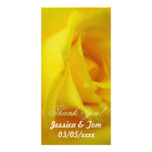 Bright Yellow Glowing Rose Wedding Custom Photo Card