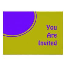 Bright yellow purple mod party invite