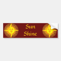 Bright Yellow Smiling Sun Design Bumper Stickers