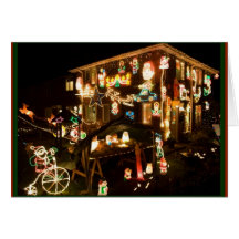 Brightly Decorated Holiday House Christmas Card