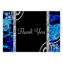 Brilliant Blue Roses & Diamond Swirls Wedding Greeting Card