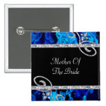 Brilliant Blue Roses & Diamond Swirls Wedding Pins