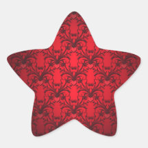 Brilliant Red Hearts Damask Pattern Sticker