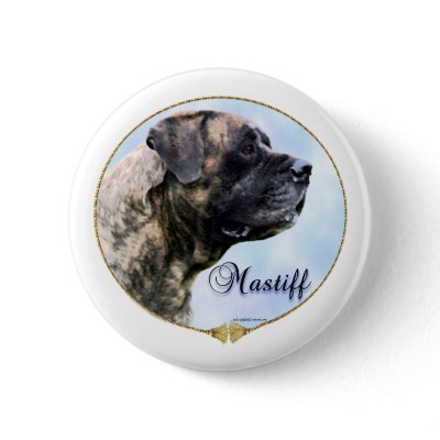 Brindle Mastiff Portrait Button by MastiffStuff