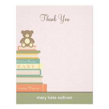 Bring A Book Baby Shower Thank You Cards (Pink) Personalized Invite