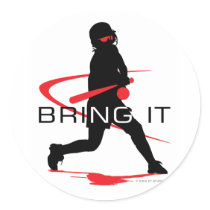 Bring it Red Batter Softball Round Stickers