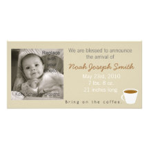 Bring On the Coffee Baby Announcement Photo Card