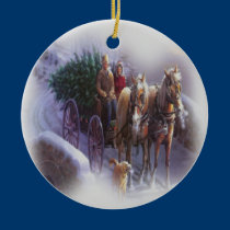 Bringing Home The Tree Christmas Ornament ornaments