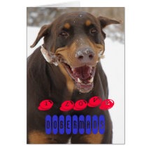 bris, I  LOVE, Dobermans Greeting Cards