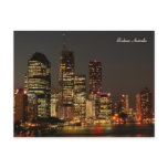 Brisbane City, Night Skyline, Austraila Postcard