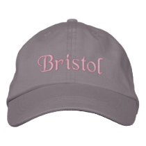Bristol Embroidered Baseball Cap Hat Pink Grey