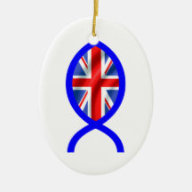 British Christian Fish Symbol Flag Christmas Ornament