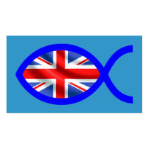 British Christian Fish Symbol Flag Tract Card / Business Card Template