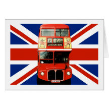 British Flag and London Bus Greeting Cards