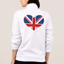 British Flag Heart Fleece Zip Jacket