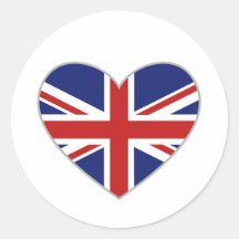 British Heart Round Stickers