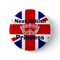 British Princess Crown Pin Button
