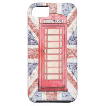 British red phone booth on Union Jack background iPhone 5 Covers