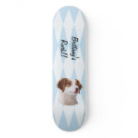 Brittany ~ Blue w/ White Diamonds Design Custom Skateboard