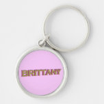 Brittany in 3D gold over pink on premium keychain