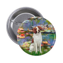 Brittany Spaniel 3 - Lilies 2 Pinback Buttons