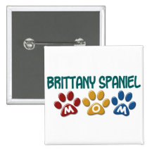 BRITTANY SPANIEL MOM Paw Print 1 Pinback Button