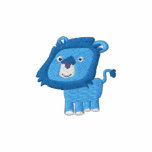 Broderie bleue de lion de bande dessinée mignonne chemises brodées