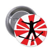 broken glas ski jump pinback button