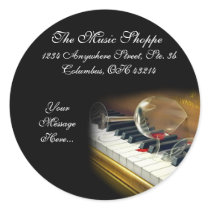 Broken Glass on Piano Keys Return Address Labels Sticker