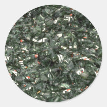 Broken green glass texture round stickers