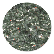 Broken green glass texture round stickers